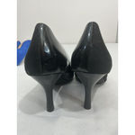 Fioni Womans 10 W Black Faux Suede Patent Leather Slip On Heel Pumps Photo 4