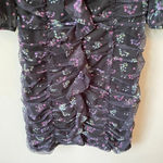 Et Clet  Women's Small Puff Sleeves Ruched Floral Print Mini Dress Black Party Photo 7