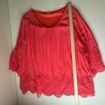 Avenue  Crochet Lace‎ Bell Sleeve Tunic Top Size 30/32 Coral Peasant Boho Cottage Photo 8