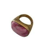 Pink Rhodochrosite Stone / Gem Gold plated Statement Ring boho chic Jewelry Photo 6