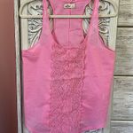 Hollister Barbie pink racerback tank with lace detail in the front. Size large Photo 0