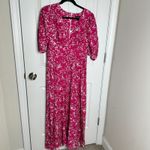 J.Crew Collection puff-sleeve pink floral plunging V-neck maxi dress size 8 Photo 2