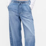 High Rise Barrel Jeans with an Elastic Drawstring Waist. Size XXL Blue Photo 0