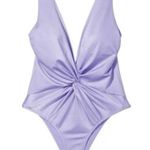 Victoria's Secret  Twist Plunge One-Piece Swimsuit Women’s Large Light Purple Photo 2
