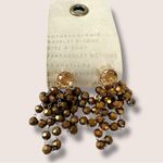 Anthropologie Vintage Inspired Glass Beaded Dangles Earrings Brown Taupe Bronze Photo 2