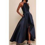 Lulus  Broadway Show Navy Blue High-Low Evening Gown Size Large NWOT Photo 4