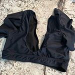 Sporlike Swim Top Womens Medium NWT Black Wet Dry Ruffled Sleeve Deep V Crop Photo 1
