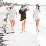 TUNIC BEACH COVER UP T. Zovich Solid with Floral Trim Swim Sustainable Tan NWT Size M Photo 5