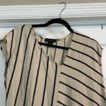 Tahari  Black and Cream Striped Top Photo 1