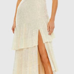 Mac Duggal Sequin Asymmetrical Ruffle Tiered Gown - Size 14 - Iridescent - NWT Photo 0