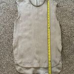 Helmut Lang  light gray silk &  leather sleeveless top size P Photo 9