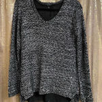 Apt. 9  Sparkly Black Silver Double Layered Sequin Long Sleeve Sweater, Large Photo 0