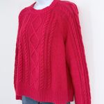 Gap Classic Cable Knit Fisherman Sweater Cable Knit Red Women XL Cotton Pullover Photo 1