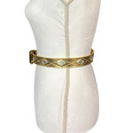 Liz Claiborne Vintage Statement Belt Gold Size Medium Faux Leather Retro Diamond Photo 3