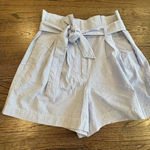 J.Crew Sack Style shorts Size 4 tie belt Blue & White Pin Stripes 1094 Photo 0