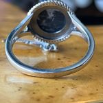 White Buffalo Turquoise Sterling Silver Feather Ring Size 10 Black Photo 4