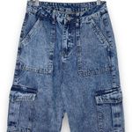 SheIn Cargo Jeans Women’s Sz XS/2 High Waisted Wide Leg Acid Wash Y2K Denim Photo 4