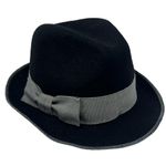 Anthropologie  Bettina Wool Fedora Black Gray Ribbon Band Classic Women’s Hat Photo 1
