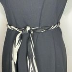 Eliza J Sz 4 Black Solid Collared Sash Tie Dress Cap Sleeve Back Zip EUC Photo 2