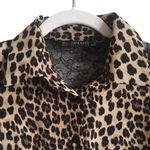 ZARA Basic Lace Cheetah Top Button Down Small Long Sleeve Animal Print Blouse Photo 1