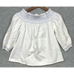 Vineyard Vines  Smocked Off‎ Shoulder White Blouse 3/4 Sleeve Women’s Shirt XS Photo 2