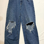 Wild Fable Baggy Jeans Women's 12 Blue Denim Cotton Stretch High-Rise Distressed Photo 0