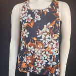 Dress Master Blue & Orange Floral Sleeveless Blouse Photo 1