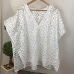 Anna & Ava  White Crochet Lace Sheer Short Sleeve Swim Suit Cover Up Tunic Top OS Photo 0