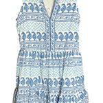 Oliphant Blue White cotton Chevron Tiered Ruffle Sleeveless SunDress S Photo 0