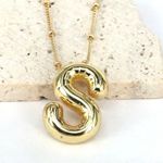Bubble Balloon Letter S Initial Necklace Gold Photo 0