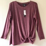 Dress Barn  Sz L Front Side Knot Knit Blouse Pullover Shirt Top Stretch Photo 0