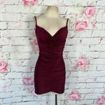 La Femme  29262 ruched mini dress in dark berry Photo 2