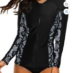 Actleis Women's Long Sleeve Rash Guard Top Zip Front Sun Protection Swim Shirt Photo 1