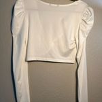 SheIn  White Ruched Long Sleeve Crop top Blouse Wide Neck Sz S T-shirt Y2K Photo 5