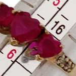 Women’s 10KT 10k yellow gold ring with 3 pink hearts Sz 5.75 Photo 8