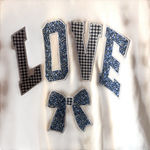 Aeropostale NWT Cloud Soft LOVE Sweatshirt White Blue Gingham Bow M Photo 4