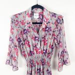 MISA Los Angeles MISA Pamela Lilac Floral 3/4 Sleeves Smocked Waist Tiered Maxi Dress Small Photo 13