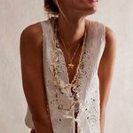 Free People NWT  Single Strand Beaded Necklace Blue Photo 6