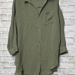 Kona Sol  Sage Green 100%‎ cotton button down Top cover up size M Photo 0