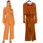 SNDYS Pluto‎ Jumpsuit in Rust Orange Long Sleeve Tie Cut Out Size US 6 Photo 1
