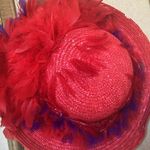 Scala FINAL MARKDOWN Elegant  Red Feathered Women's Hat Photo 1