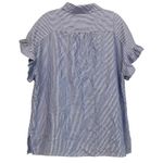 Lola River Women's Blue White Striped Ruffle Sleeve Button Photo 1