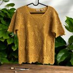 Newport News Newport News JEANOLOGY Crochet Overlay Sweater Short Sleeve Top Golden M/L Photo 0