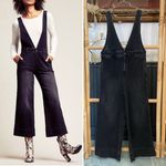 Free People A Line Wide Leg Cropped Plunging V Neck Denim Overalls - Sz 8 π§‘π Photo 1