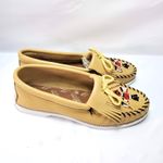 Minnetonka  Womens Sz 5.5 Leather Beaded Thunderbird Fringe Moccasin Loafers Photo 4