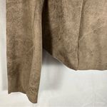 ZARA Women’s Faux Leather Suede Jacket Asymmetrical Cowl Neck Raw Hem Tan M Photo 7