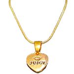 Juicy Couture Heart Pendant Necklace Gold Metal Art Original Designer Fine Brand Name Logo Runway Girl Child Teen Women Puffy Solid Dainty Style Photo 0