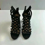 Material Girl ‎ Women’s Shoes Sandals Block Heels Suede Black Size 6 Photo 4