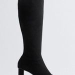 ZARA Black Faux Suede High Heel Boots Photo 0