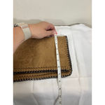 Women's Tan Clutch Bag with Silver Chain Detail Photo 6